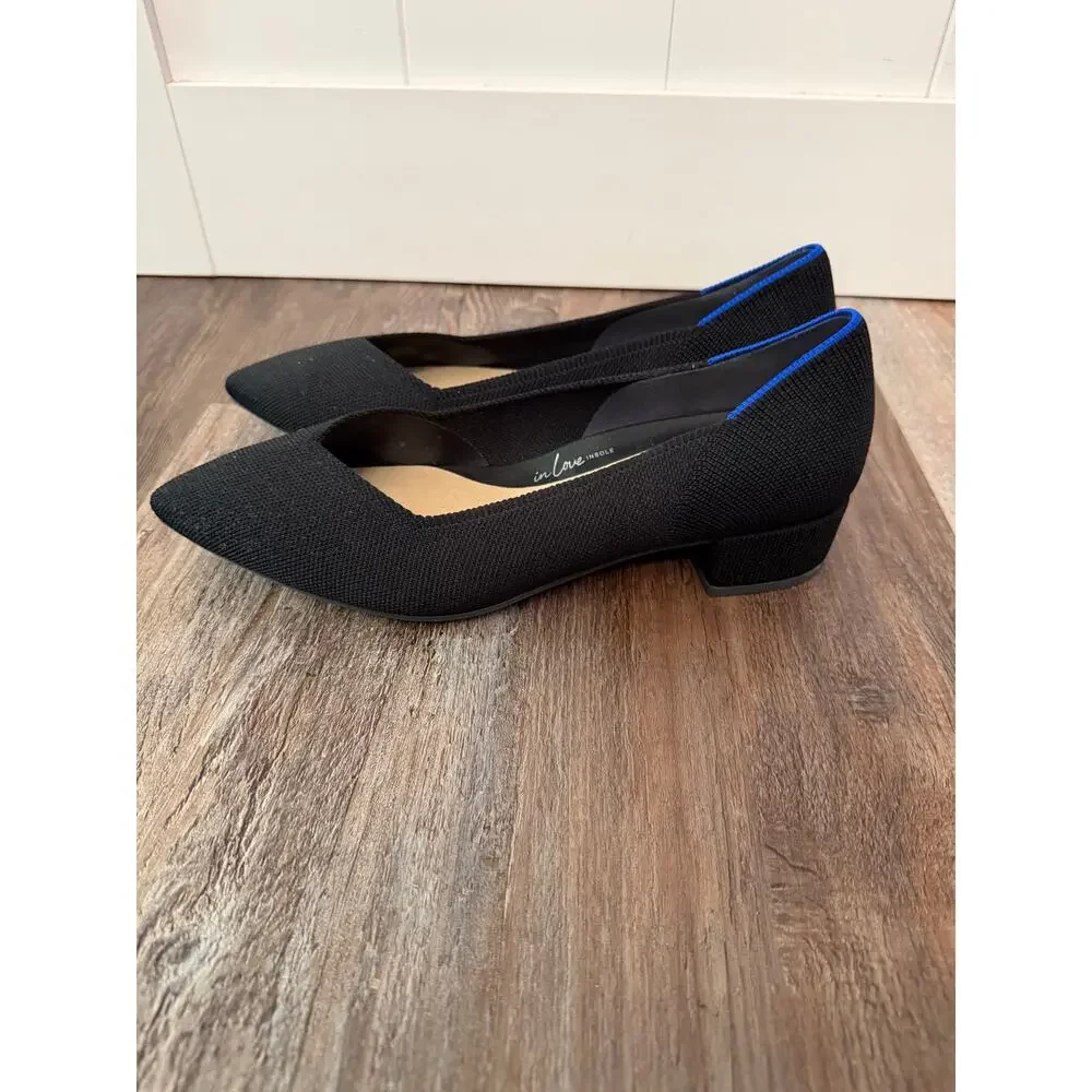 Rothy's High Point Heels Womens size 10 Black Slip On Block Classic Staple EUC